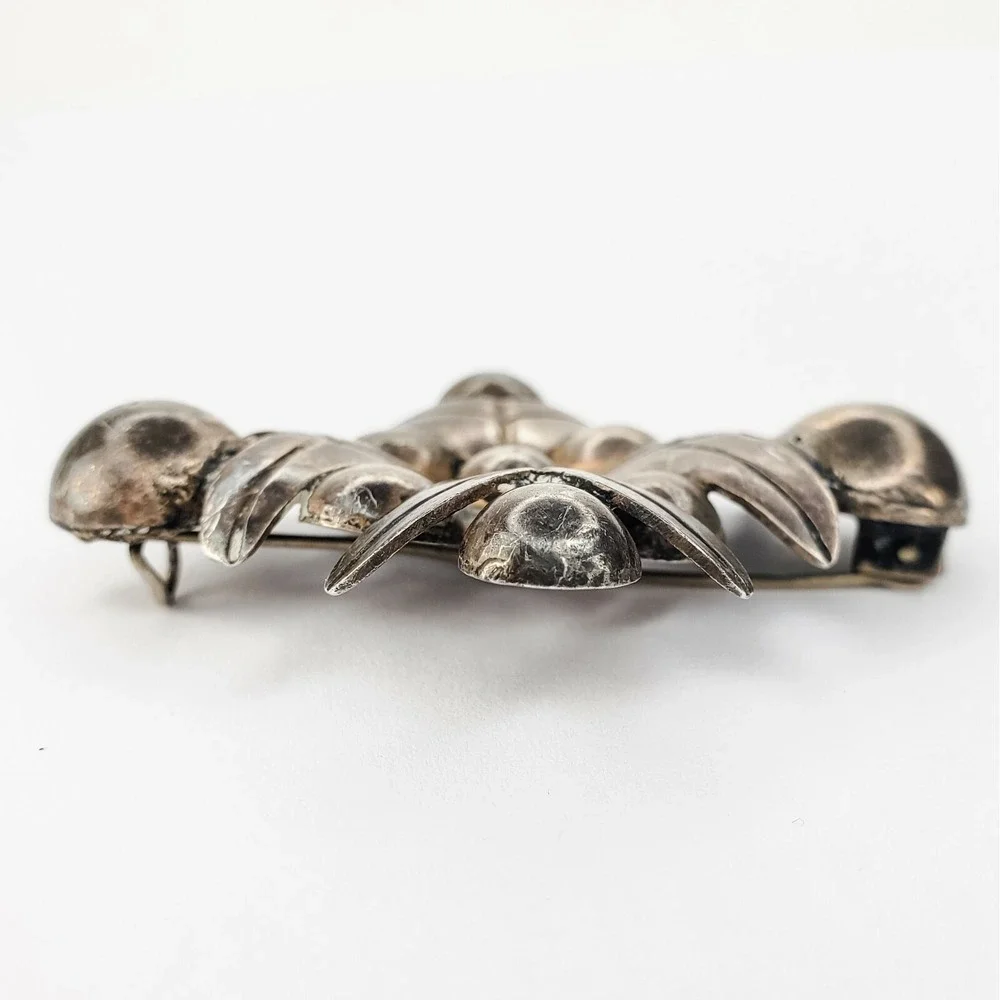 Vintage Sterling‎ Silver 925 Mexico Sculptural Modern Design Brooch Pin